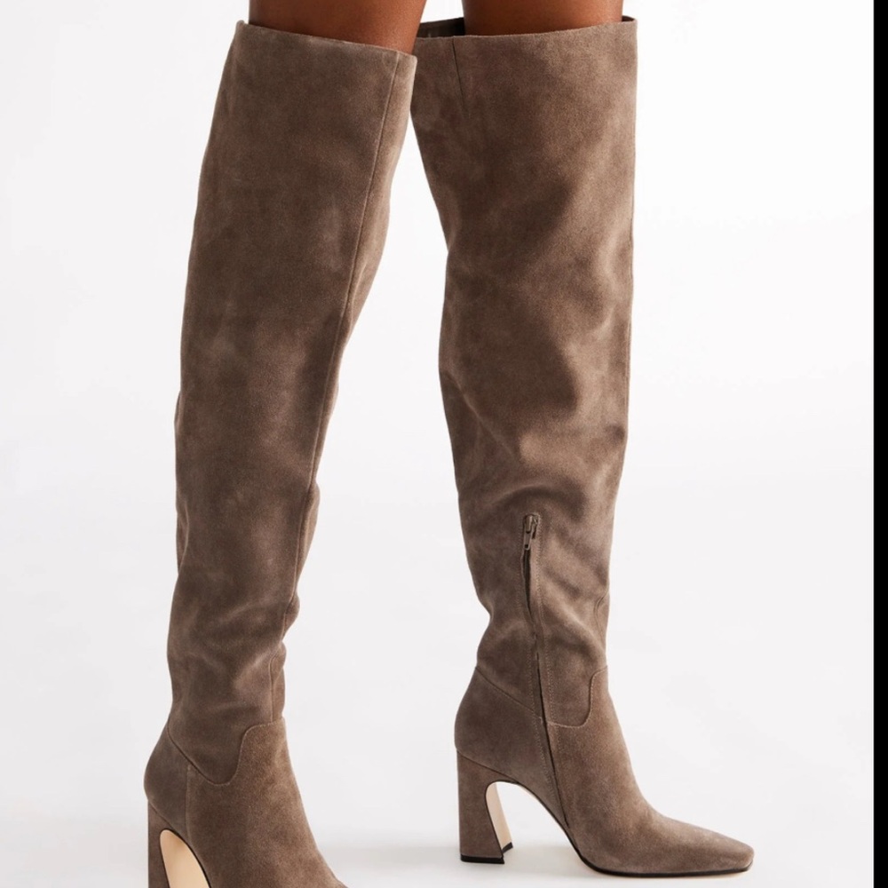 Stratus Grey Suede Knee-High Boots